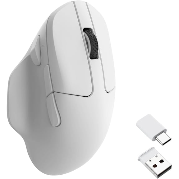 M7 Wireless Computer Mouse, 26K DPI Optical Computer Mouse, 2.4 GHz/Bluetooth/Wired with Macro Button 63g Lightweight Ergonomic, Up to 70 Hours Worktime for Laptop macOS/Windows - White