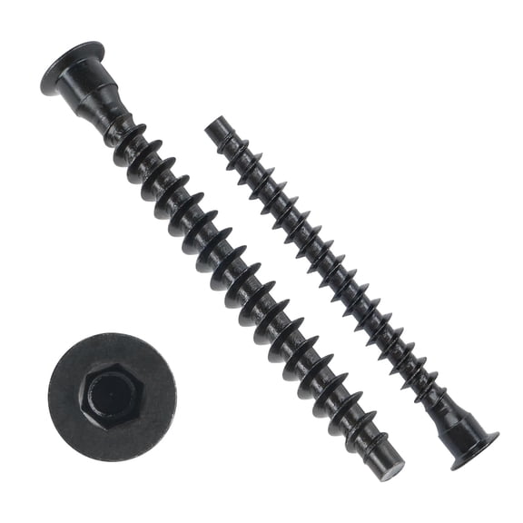 M7 x 40mm Confirmat Screws Black 20 PCs, Hex Socket Drive Countersunk Furniture Connecting Self-Tapping Screw Set Carbon Steel Zinc Plated