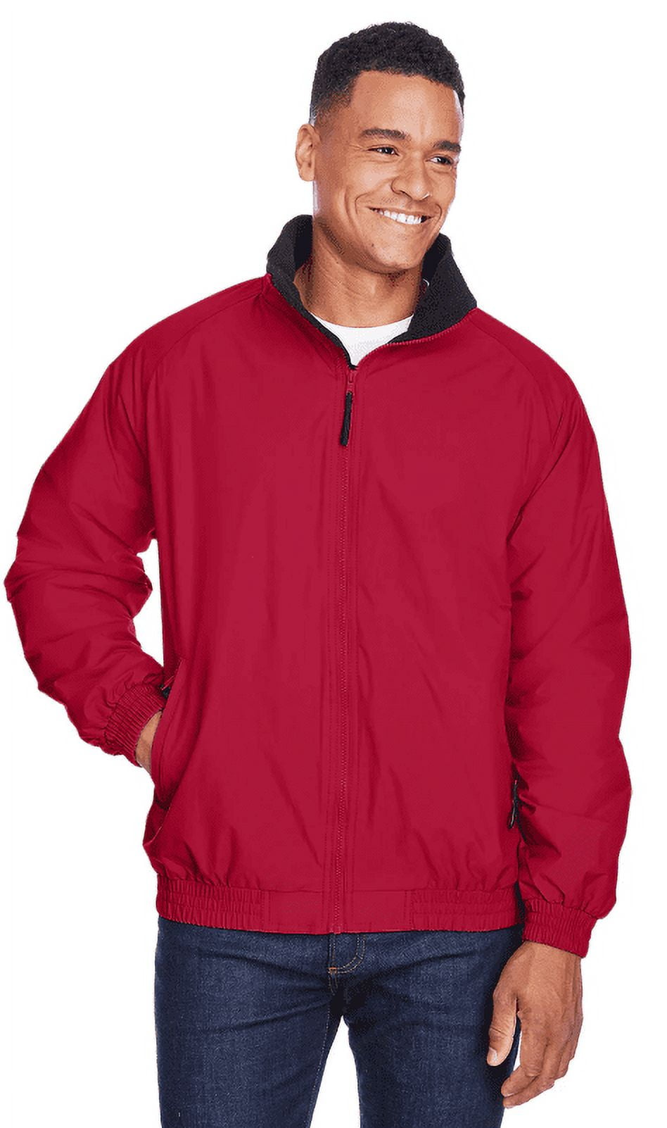 M740 Harriton Adult FleeceLined Nylon Jacket Red/Black 4XL