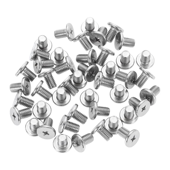 M8-1.25 x 12mm 100Pack Metal Flat Round Head Screws Phillips Drive Machine Bolt