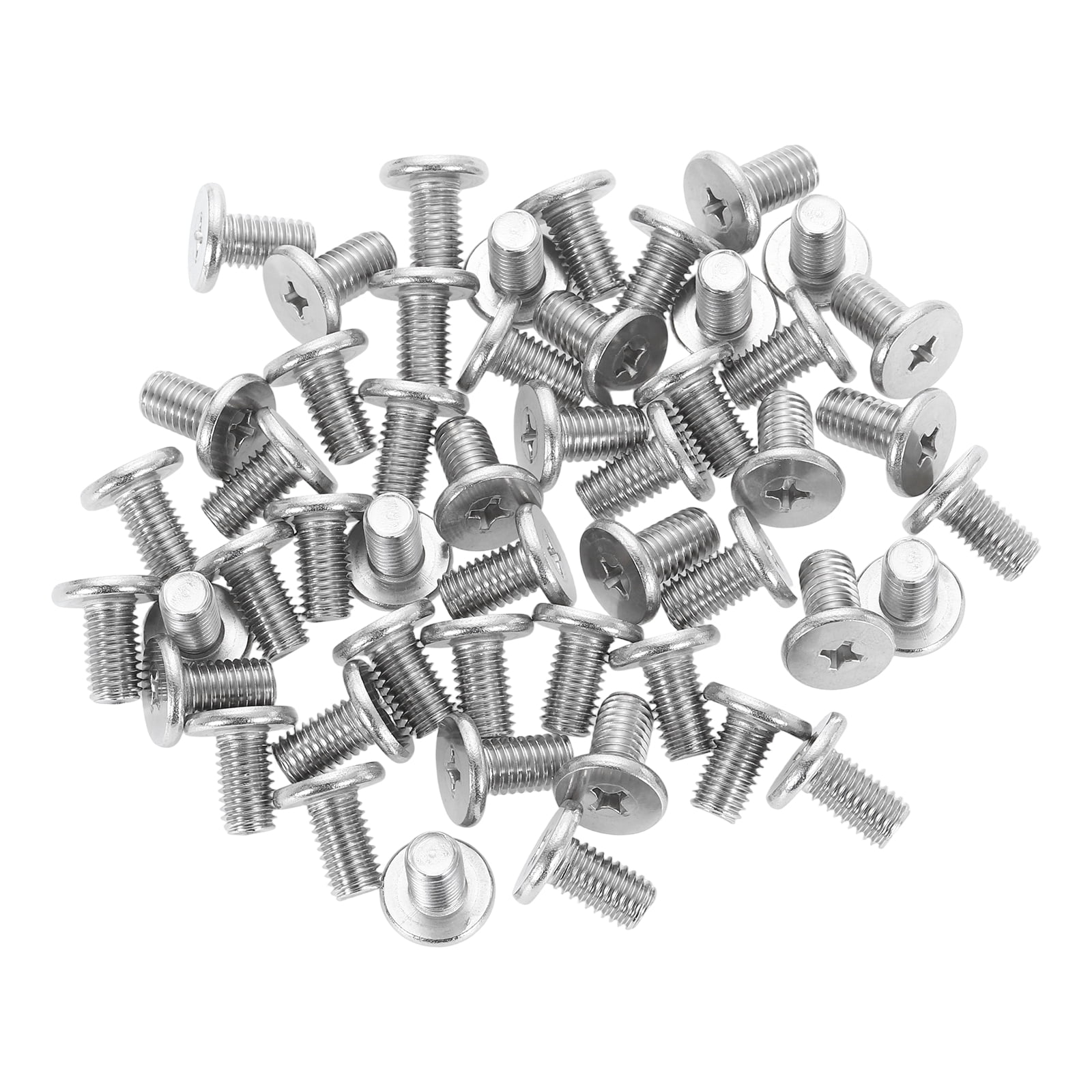 M8-1.25 x 14mm 100Pack Metal Flat Round Head Screws Phillips Drive Machine Bolt