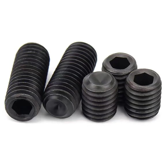 M8-1.25 x 16mm Black Hex Socket Set Grub Screws,Headless Cup Point,Flat Point Grub Bolt,Internal Hex Drive,Alloy Steel,Grade 12.9 Carbon Steel,for Towel Rack Door Knob,External Thread,Pack of 40
