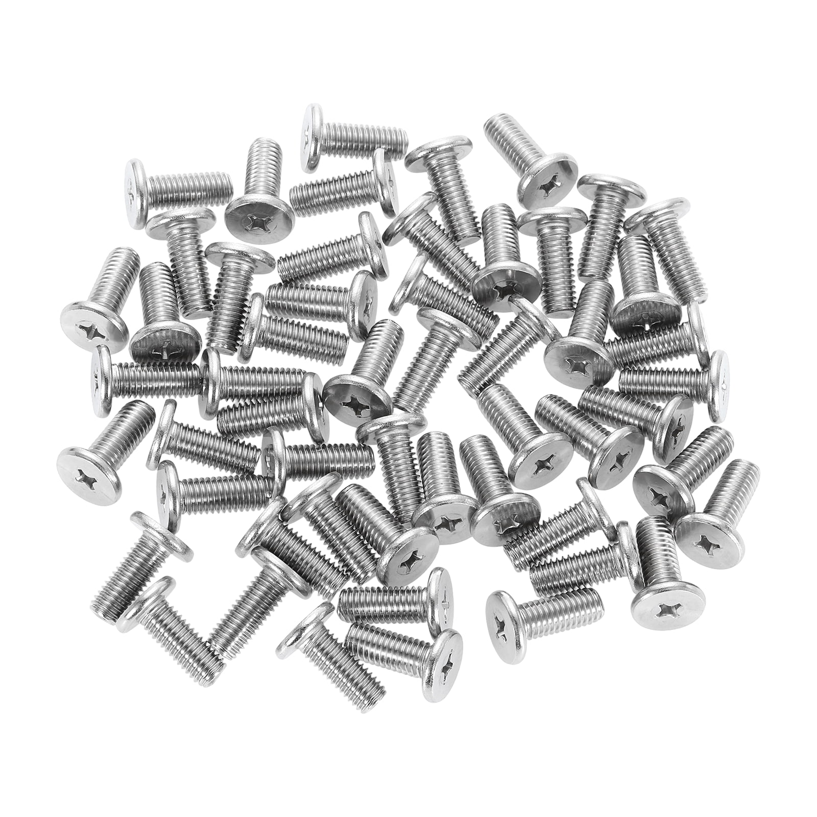 M8-1.25 x 20mm 100Pack Metal Flat Round Head Screws Phillips Drive Machine Bolt