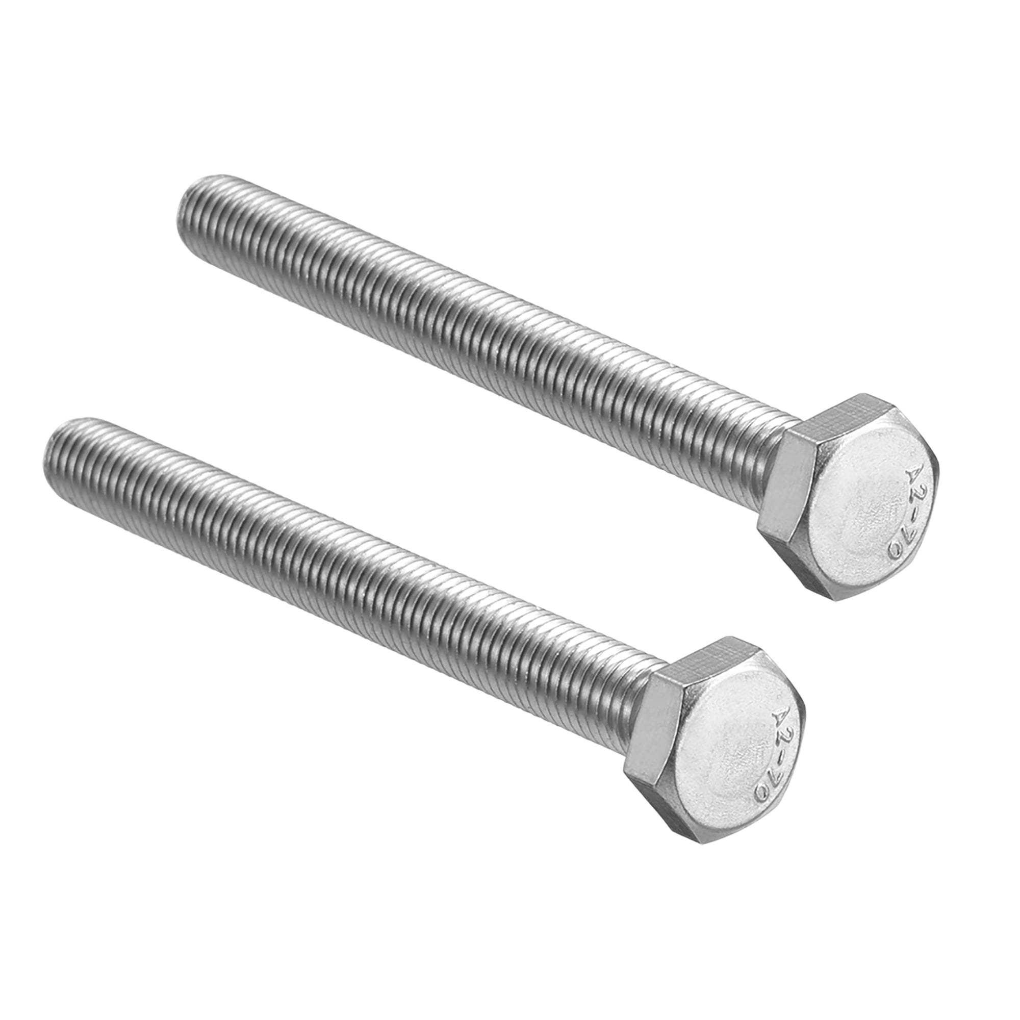 5-Pack M8-1.25 X 70mm Hex Head Bolts – 304 Stainless Steel A2-70, Fully Threaded, DIN933, Bright Finish