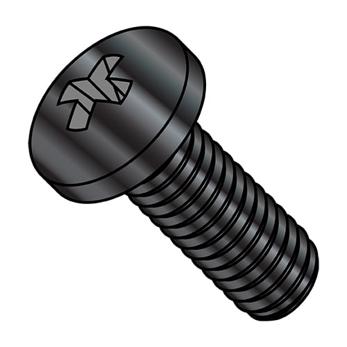 M8-1.25X16 Din 7985 A Metric Phil Pan Machine Screw Full Thread 18-8 Stainless Steel Black Oxide (Pack Qty 500) BC-M816MPP188B