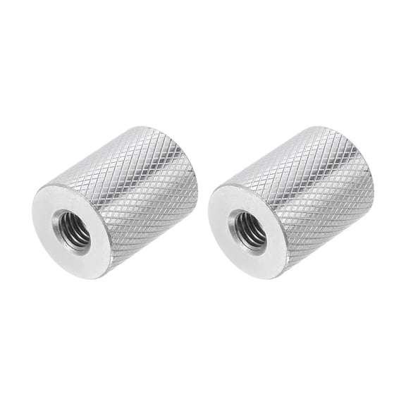 M8 2 Pack 304 Stainless Steel Round Knurled Connector Nuts,0.79"OD x 0.98"H