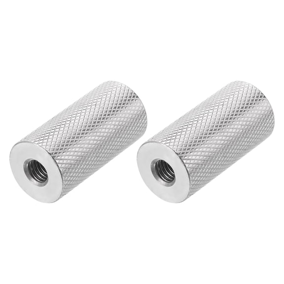 M8 2 Pack 304 Stainless Steel Round Knurled Connector Nuts,0.79"OD x 1.57"H