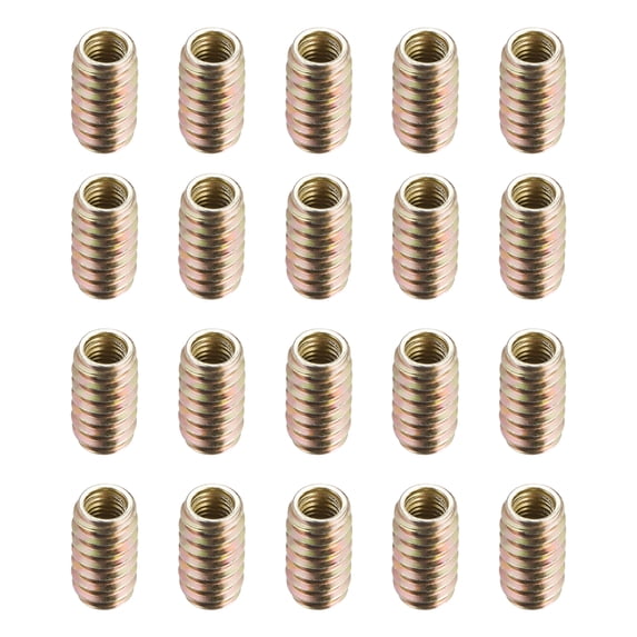 M8 25mm Length Insert Nuts Carbon Steel Zinc Plated 20 Pack