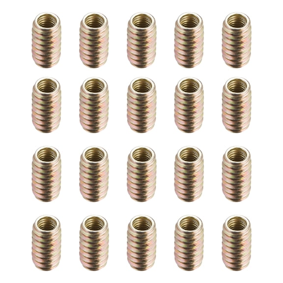 M8 25mm Length Insert Nuts Carbon Steel Zinc Plated 20 Pack