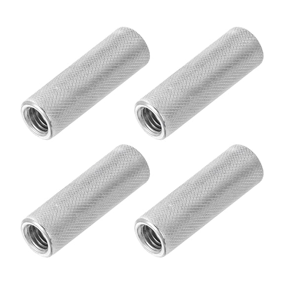 M8 4 Pack 304 Stainless Steel Round Knurled Connector Nuts,0.47"OD x 1.57"H