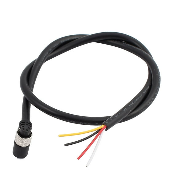 M8-4 Thread 4P Bent Female Head Metal Lock Ring Socket Connector Cable 0.5m