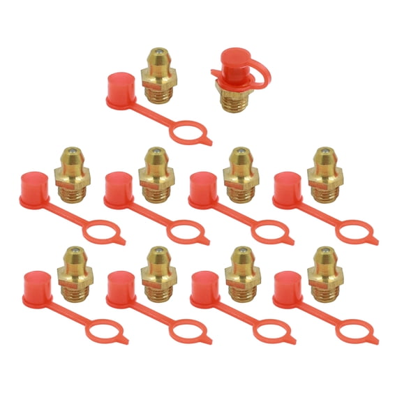 M8 Brass Thread Straight Grease Nipple Fittings with Rubber Dust Cap for Car 10 Set