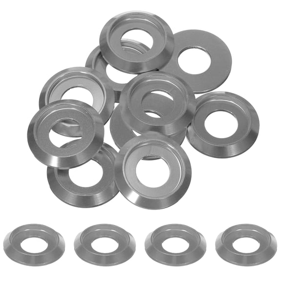 Uxcell M8 Cone Cup Countersunk Washers Hole Dia 0.31" Aluminum 10Pcs Grey