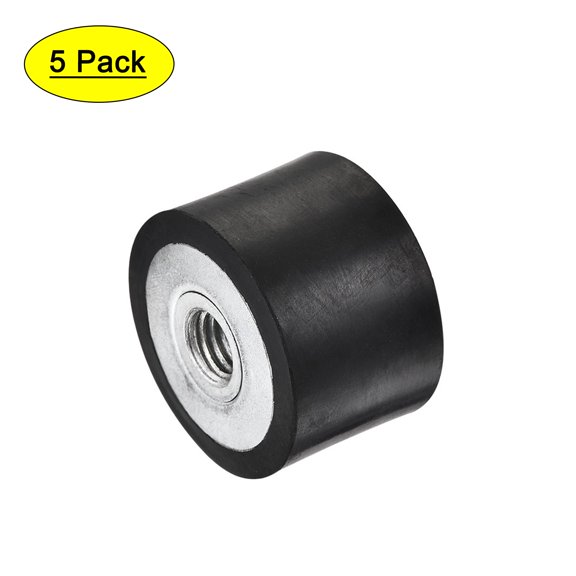 M8 D30mmxH20mm Female/Female Rubber Mounts Zinc Plating 5Pack