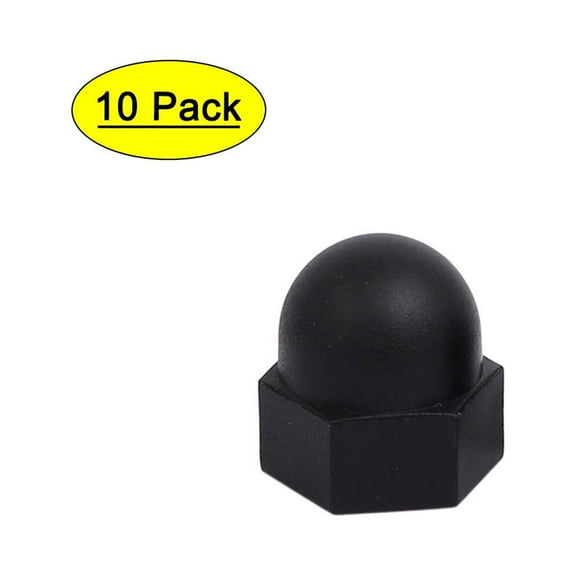 M8 Diameter Female Thread Nylon Hex Domed Cap Acorn Nuts Black 10Pcs