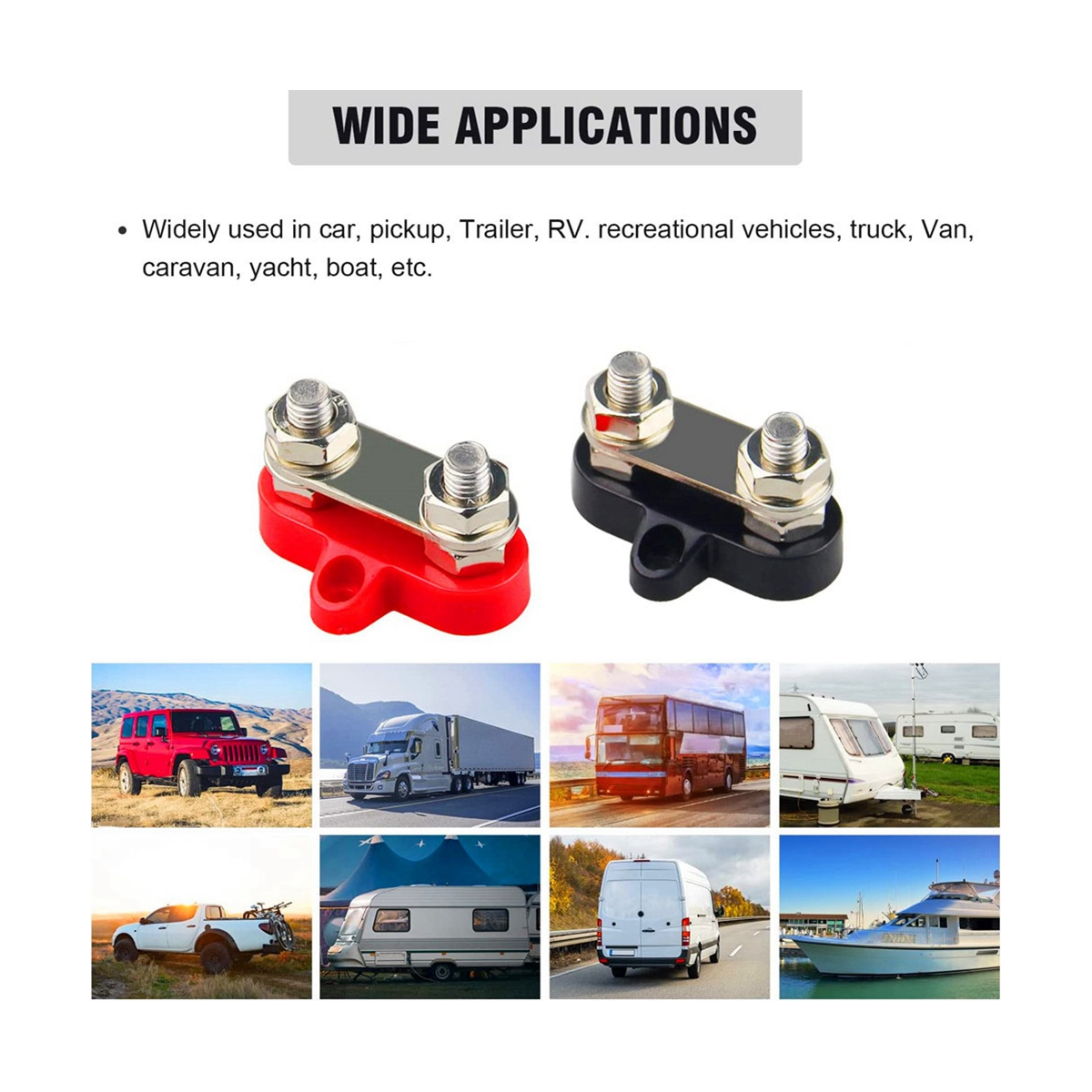 M8 Dual Studs Battery Junction Post Heavy Duty 2 Studs Bus Bar Power ...