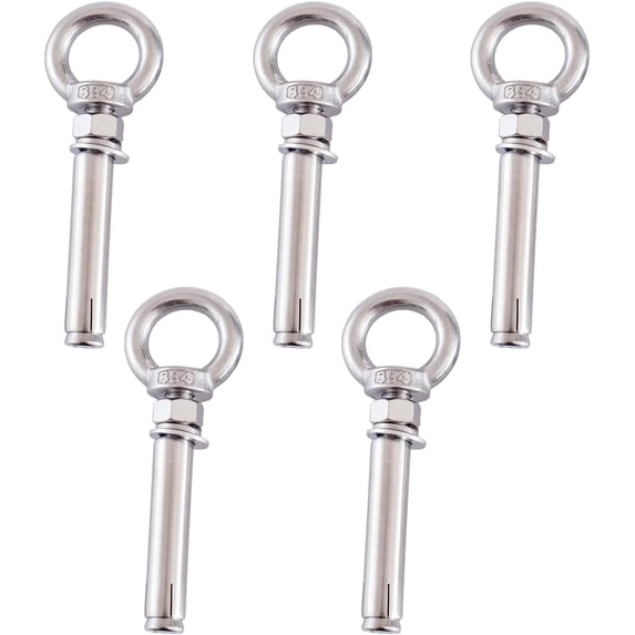 M8 Expansion Bolt, 5 Pcs 304 Stainless Steel Ring Lifting Anchor Eyebolt Expansion Screw for Concrete Brick Wall,M8x80mm