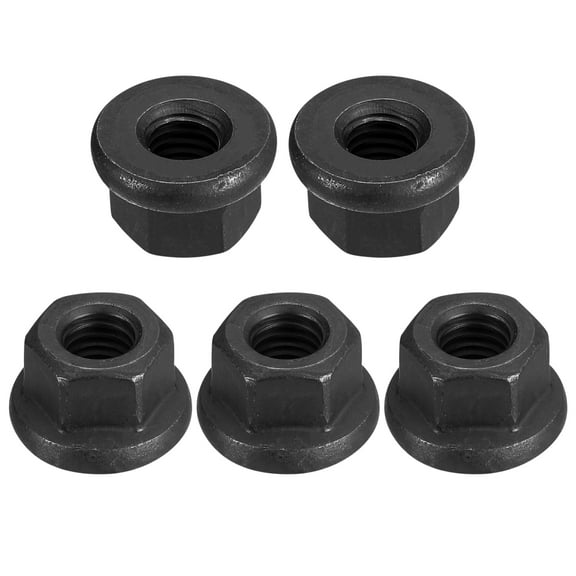 M8 Flange Hex Nuts, 5 Pack Grade 10.9 Carbon Steel Black Oxide Finished Hex Flange Nuts for Machinery