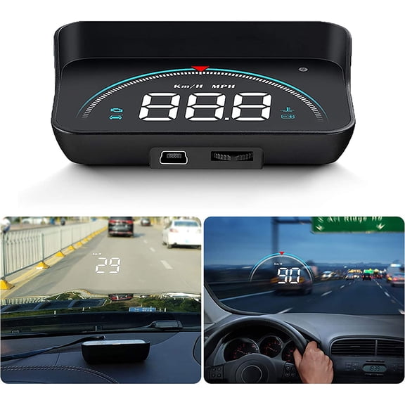 M8 HUD Head-Up Display, 3.5" OBD2 Car Digital Speedometer Projector with Overspeed Alarm & HD Screen for Universal Vehicles, Black