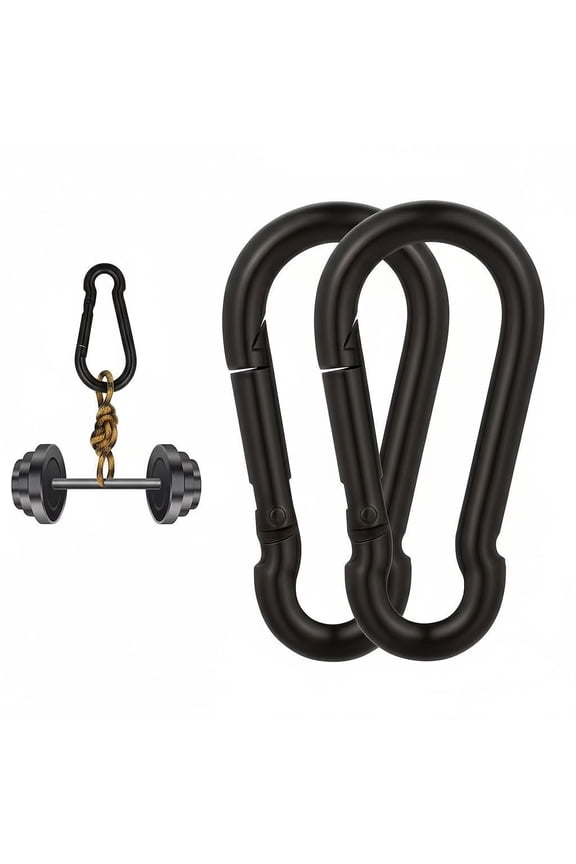 M8 Heavy Duty Carbon Steel Carabiner Clip, 2 PCS 500LBS Carabiner Quick Link Snap Hooks, Spring Snap Hooks for Indoor & Outdoor,Camping,Swing,Keychains, and More