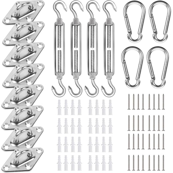 M8 Heavy Duty Sun Shade Sail Fixing Kit for Garden Triangle and Square, Rectangle - 304 Stainless Steel Sun Shade Sail Fixing Hardware Accessories Kit (Fixing Kit 2-1x2x3) D