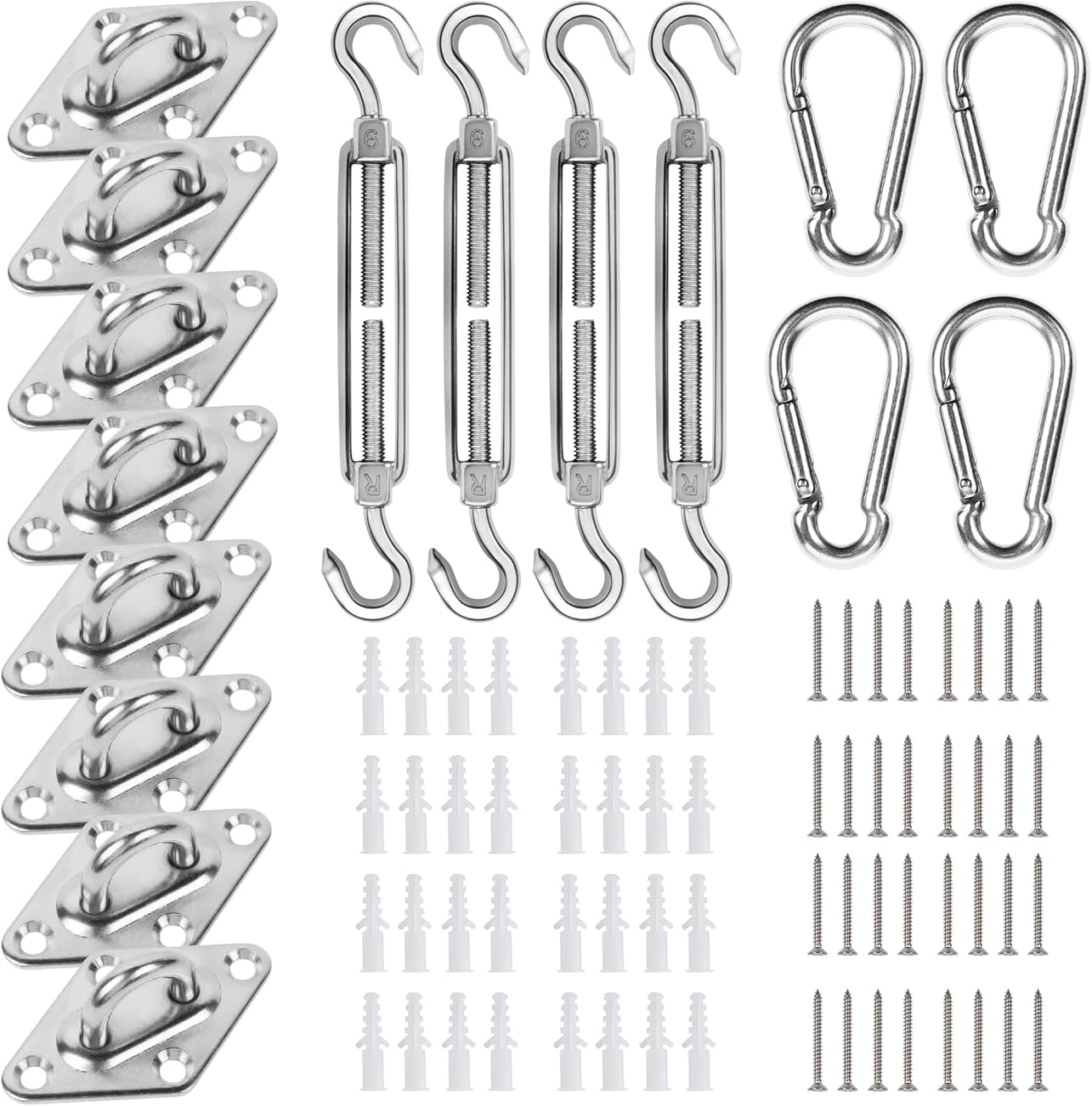 M8 Heavy Duty Sun Shade Sail Fixing Kit for Garden Triangle and Square, Rectangle - 304 Stainless Steel Sun Shade Sail Fixing Hardware Accessories Kit (Fixing Kit a - 2x4x2) D
