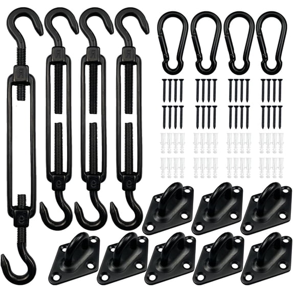 M8 Heavy Duty Sun Shade Sail Fixing Kit for Garden Triangle and Square, Rectangle - 304 Stainless Steel Sun Shade Sail Fixing Hardware Accessories Kit (Fixing Kit a - 2x4x2) D