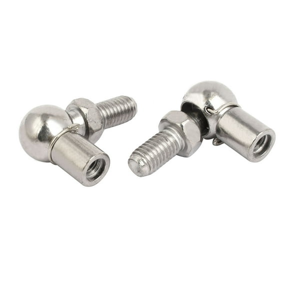 M8 Male to M6 Female Thread 45# Steel Gas Spring End Fitting Silver Tone 2pcs