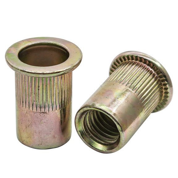 M8 Metric Rivet Nuts,Zinc Plated Finish Carbon Steel Flat Head Threaded Insert Nut,Knurled Body(50Pcs)