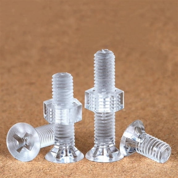 M8 PC Cross Flat Head Screws, 100set Insulated Transparent Acrylic Flat Machine Bolt Combination