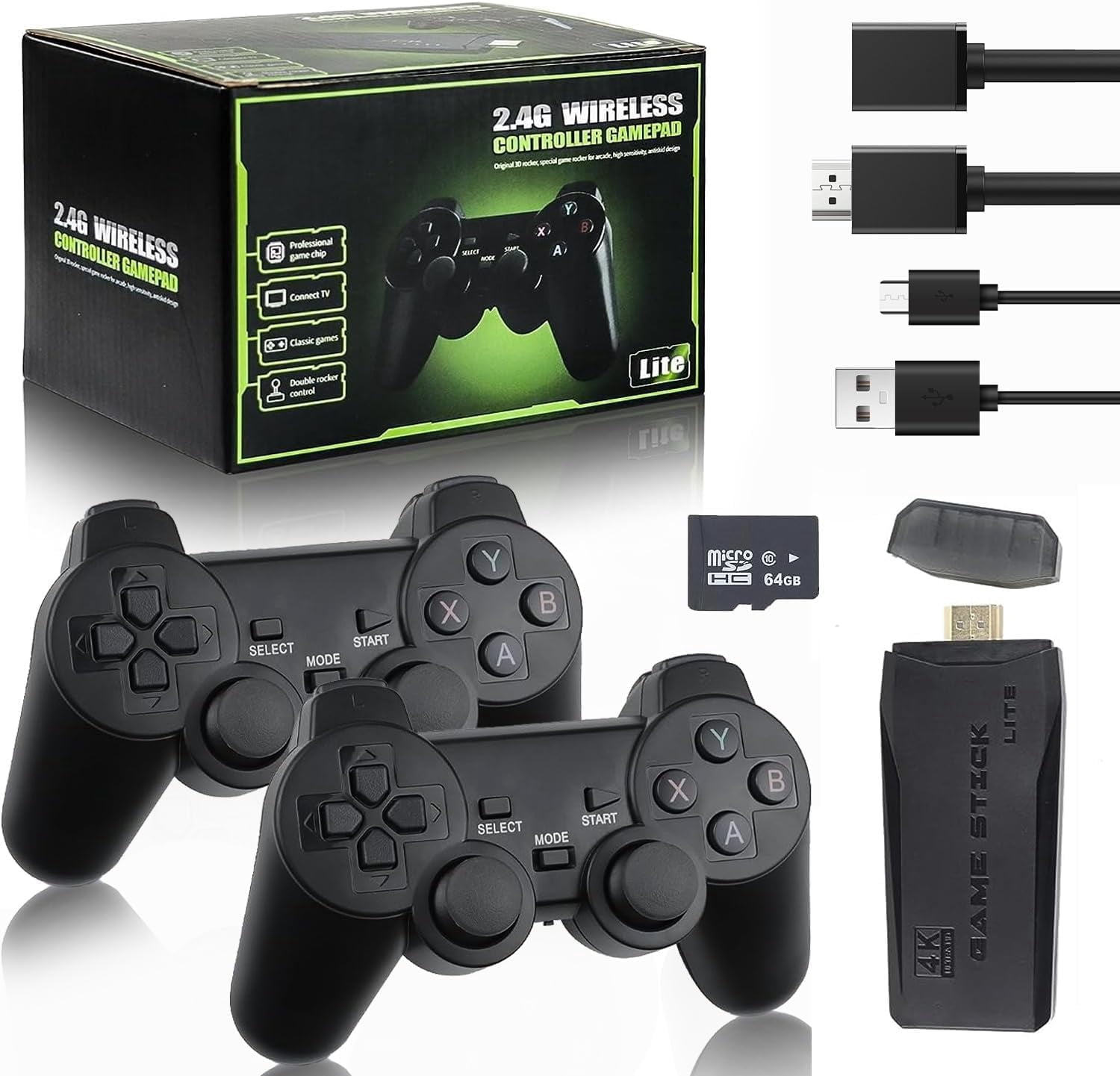 M8 Retro Game Stick - Revisit Classic Games with Built-in 9 Emulators, 20,000+ Games, 4K HD Output, and 2.4GHz Wireless Controller for TV Plug and Play