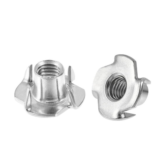 M8 Tee Nut 4 Pronged T-Nut for Table Legs Woodwork Holds Wood Cabinetry, 8pcs