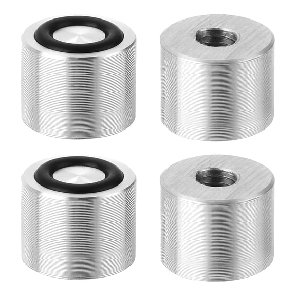 M8 Thread 20mm Diameter 15mm Thick Round Shape Aluminum Disc 4pack for Glass Table Tea Tables