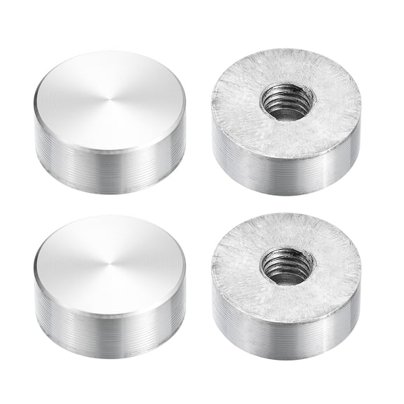M8 Thread 20mm Diameter Round Shape Aluminum Disc Hardware 4pack Aluminum Circle Disc Glass Top Adapter for Glass Table