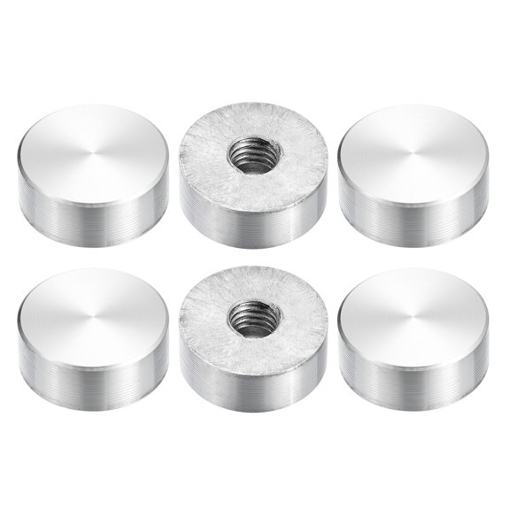 M8 Thread 20mm Diameter Round Shape Aluminum Disc Hardware 6pack Aluminum Circle Disc Glass Top Adapter for Glass Table