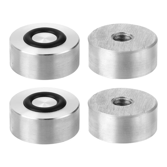 M8 Thread 25mm Diameter 10mm Thick Round Shape Aluminum Disc 4pack for Glass Table Tea Tables