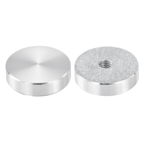 M8 Thread 30mm Diameter Round Shape Aluminum Disc Hardware 2pack, Aluminum Circle Disc Glass Top Adapter, Silver
