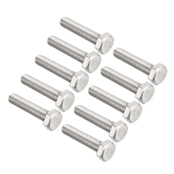 M8 Thread 40mm 304 Stainless Steel Hex Head Screws Bolts 10 pcs