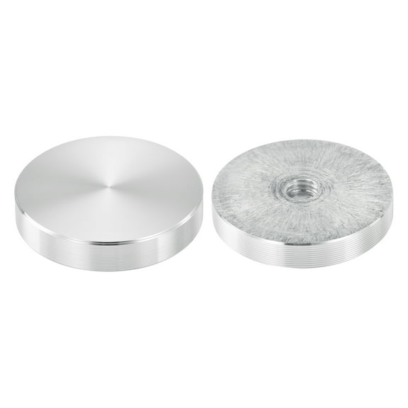 M8 Thread 40mm Diameter Round Shape Aluminum Disc Hardware 2pack, Aluminum Circle Disc Glass Top Adapter, Silver
