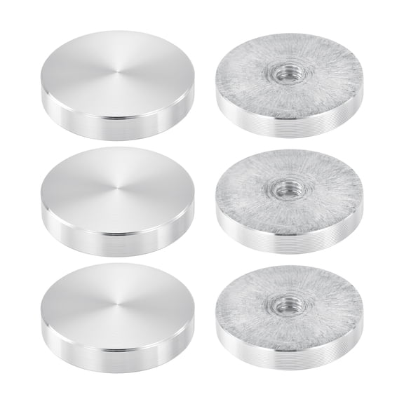 M8 Thread 40mm Diameter Round Shape Aluminum Disc Hardware 6pack, Aluminum Circle Disc Glass Top Adapter, Silver