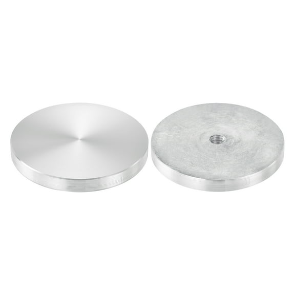 M8 Thread 60mm Diameter Round Shape Aluminum Disc Hardware 2pack, Aluminum Circle Disc Glass Top Adapter, Silver
