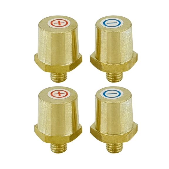 M8 Thread Male Brass Battery Charging Post Terminals, Ampper M8 Battery Post Adapter (+/-) for Extension, Pack of 4