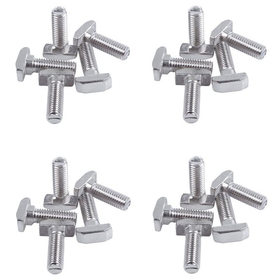 M8 Thread T-Slot Drop-in Stud Sliding Bolt Silver Tone 20Pcs