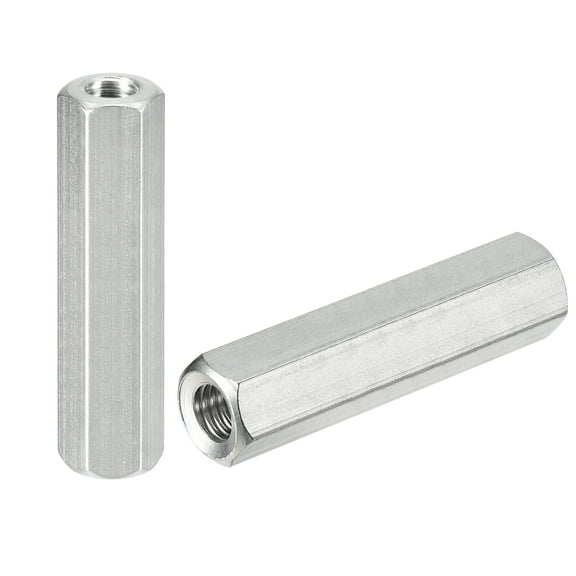 M8 x 1.25-Pitch 55mm Length Coupling Nuts, 2 Pack 304 Stainless Steel Metric Hex Rod Coupling Nuts