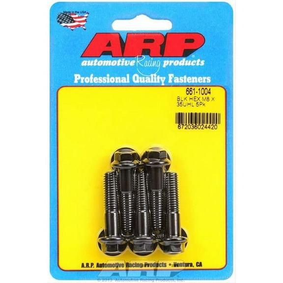 M8 x 1.25 x 35 Black Oxide Hex Bolts - Pack of 5