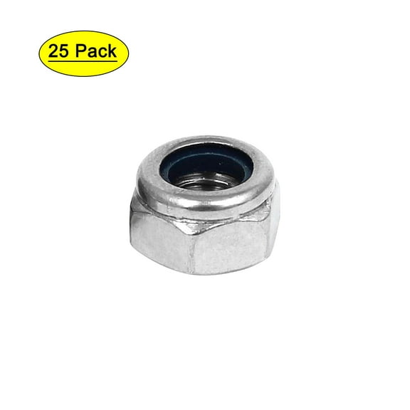 M8 x 1.25mm 304 Stainless Steel Nylock Nylon Insert Hex Lock Nuts 25pcs