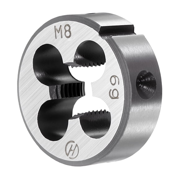 M8 x 1.25mm Round Threading Die, Metric Right Hand Alloy Steel Machine Thread, Non-Adjustable Repair Screw Cutting Tool for Mild Steel, Copper, Aluminum