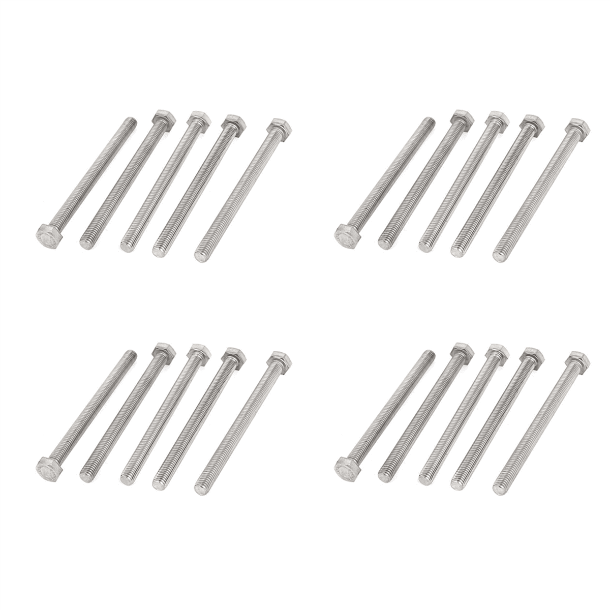 M8 x 100mm A2 Stainless Steel Fully Threaded Hex Head Screw Bolt 20 Pcs