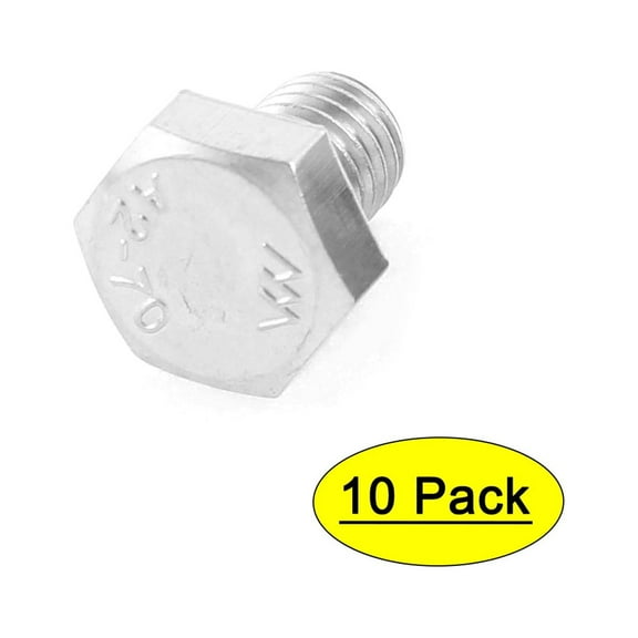 M8 x 10mm Metric 304 Stainless Steel Fully Threaded Hex Head Screw Bolt 10 Pcs