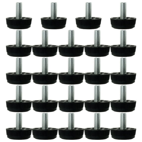 M8 x 17 x 30mm Furniture Glide Leveling Feet Adjuster Threaded Stem Floor Protector for Table Leg 24pcs